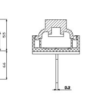 Micro Drukknop Schakelaar Siliconen 8x8x5mm hoog 2-pin afmetingen